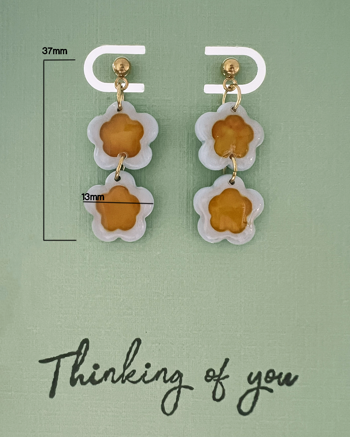 Thinking of You - Light Blue with Yellow | Polymer Clay Earrings | Gift