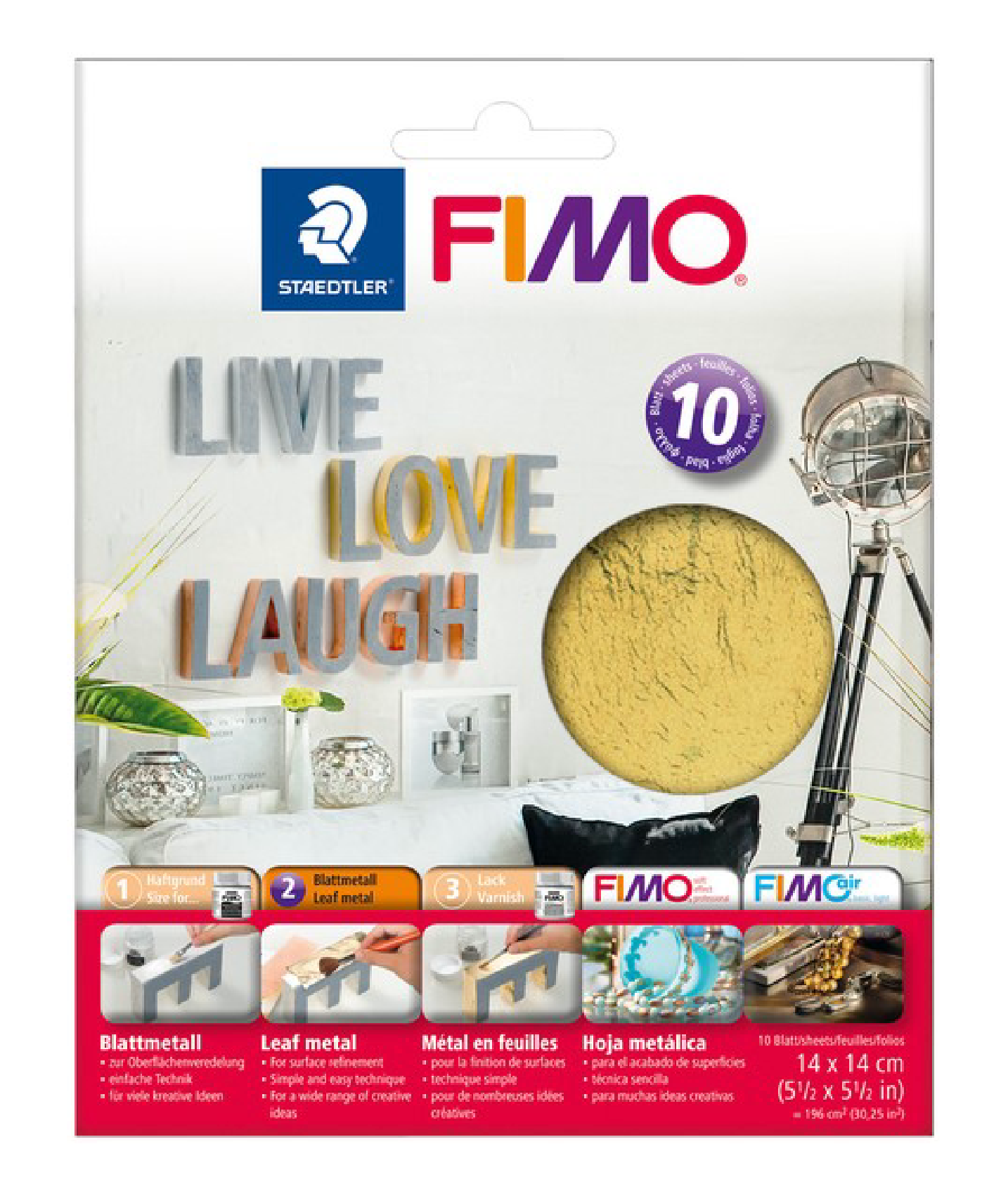 FIMO leaf metal GOLD or SILVER