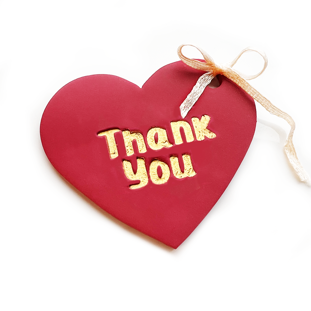 Valentine's Day Pendant Stamp Thank You | Polymer Clay Cutters | Polymer Clay Cutters