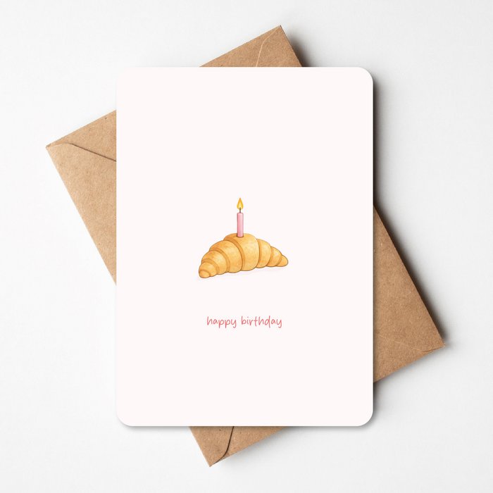 Birthday Card | Croissant with Candle | Greeting Card