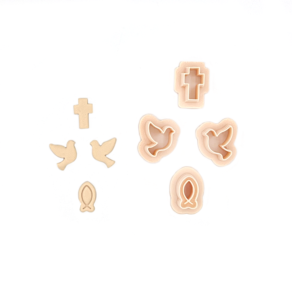 Christian studs Dove Cross Ichtus Fish | Polymer clay cutter