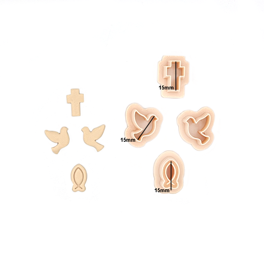 Christian studs Dove Cross Ichtus Fish | Polymer clay cutter