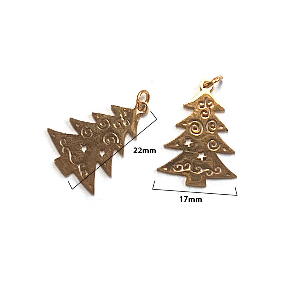 Christmas Tree Charm (2pcs) Brass