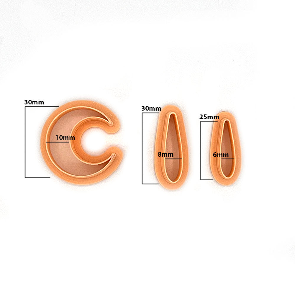Crescent Moon set (3 cutters) | Polymer Clay Cutter | Polymer clay cutter