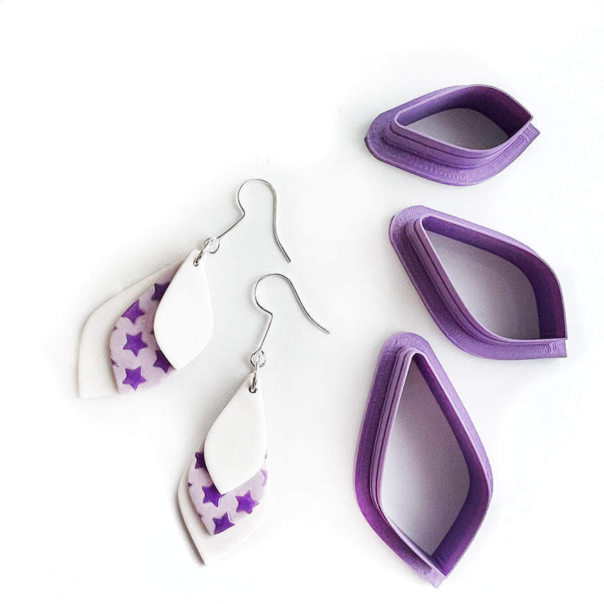 Three Leaf Drop Pendant (3 cutters) | Polymer Clay Cutter | Polymer clay cutter