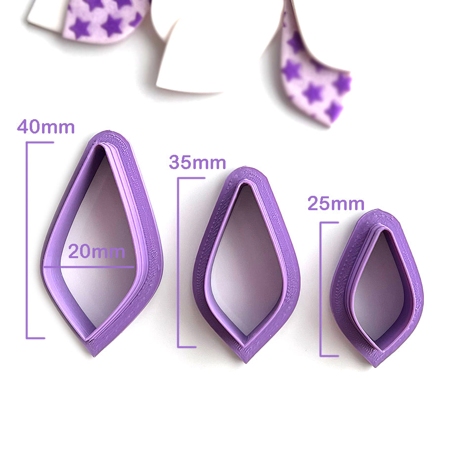 Three Leaf Drop Pendant (3 cutters) | Polymer Clay Cutter | Polymer clay cutter