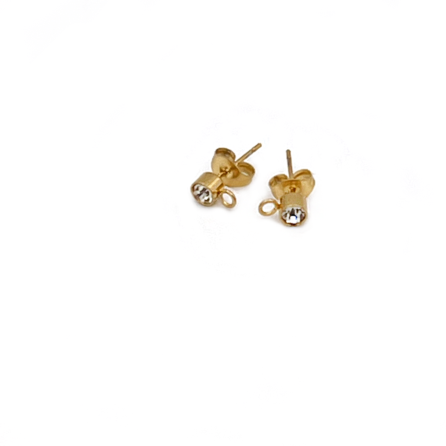 Zirconia studs with backs (2 pieces) | Earring components
