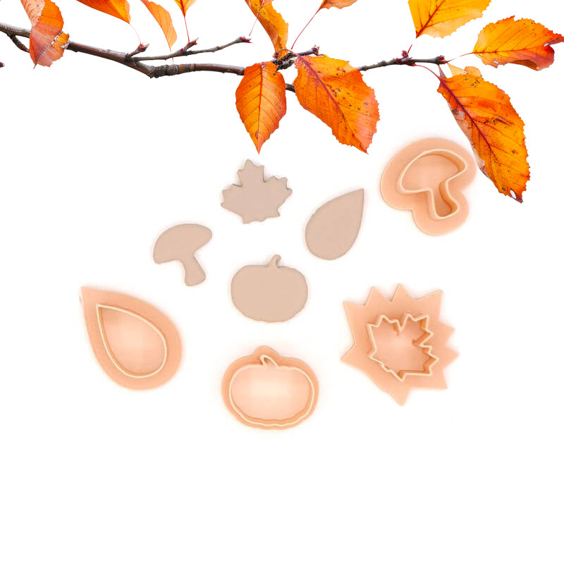 Autumn Studs (maple leaf, pumpkin, raindrop, mushroom) | Autumn Studs (maple leaf, pumpkin, raindrop, mushroom) | Polymer Clay Cutters