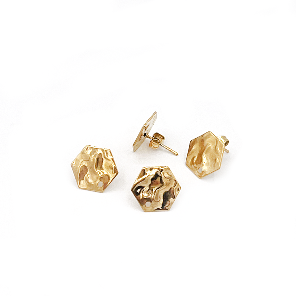 Hexagon Studs with hole (4pc) RVS incl earring back | Earring parts |