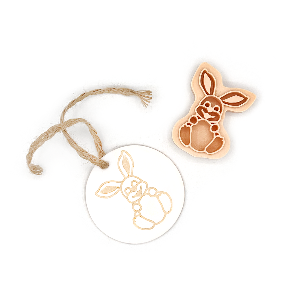 Easter Branch Pendant Stamp Easter Bunny with Egg | Polymer Clay Stamp