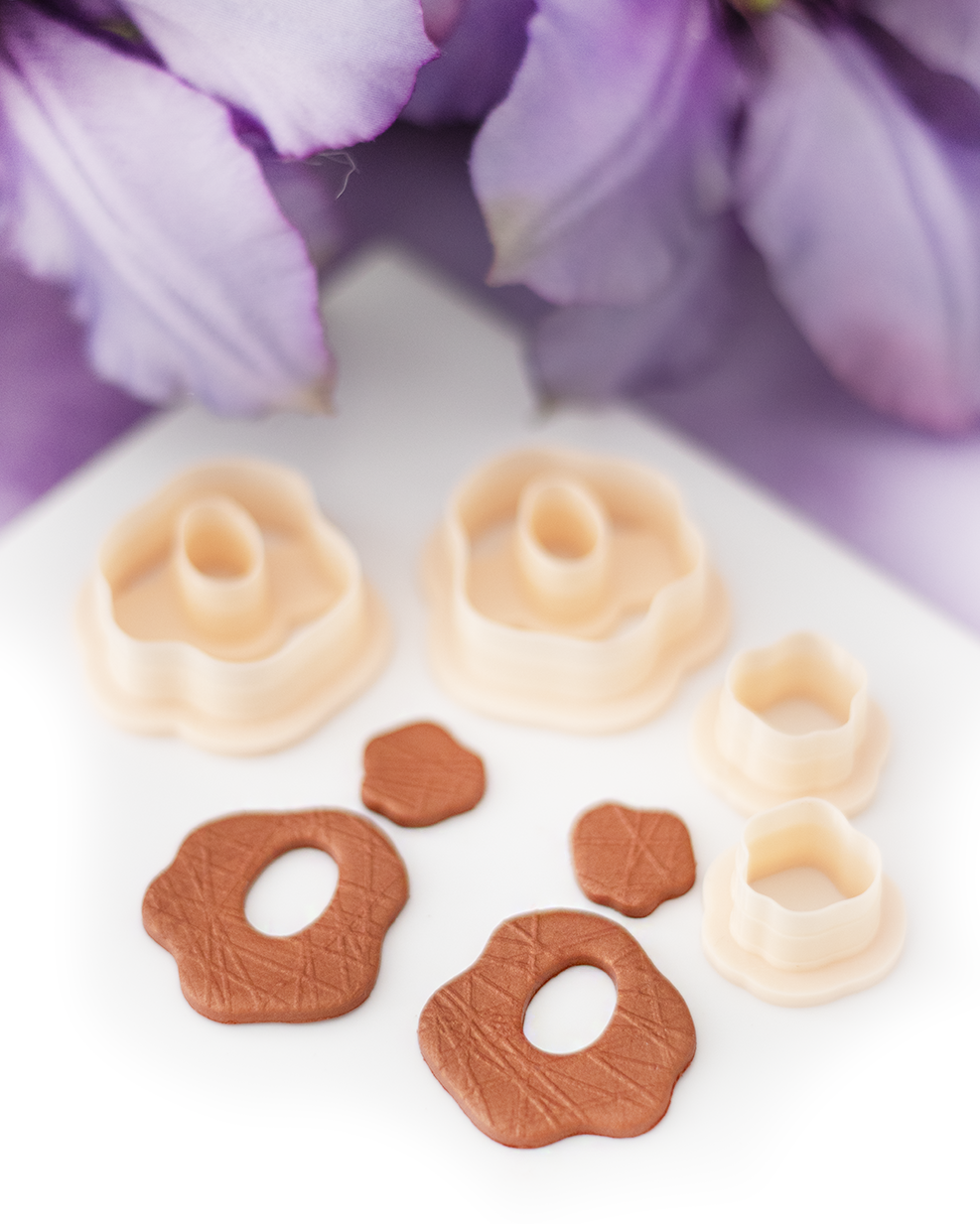 Organic Petal Flow Mirrored (4 cutters) | Polymer clay cutter