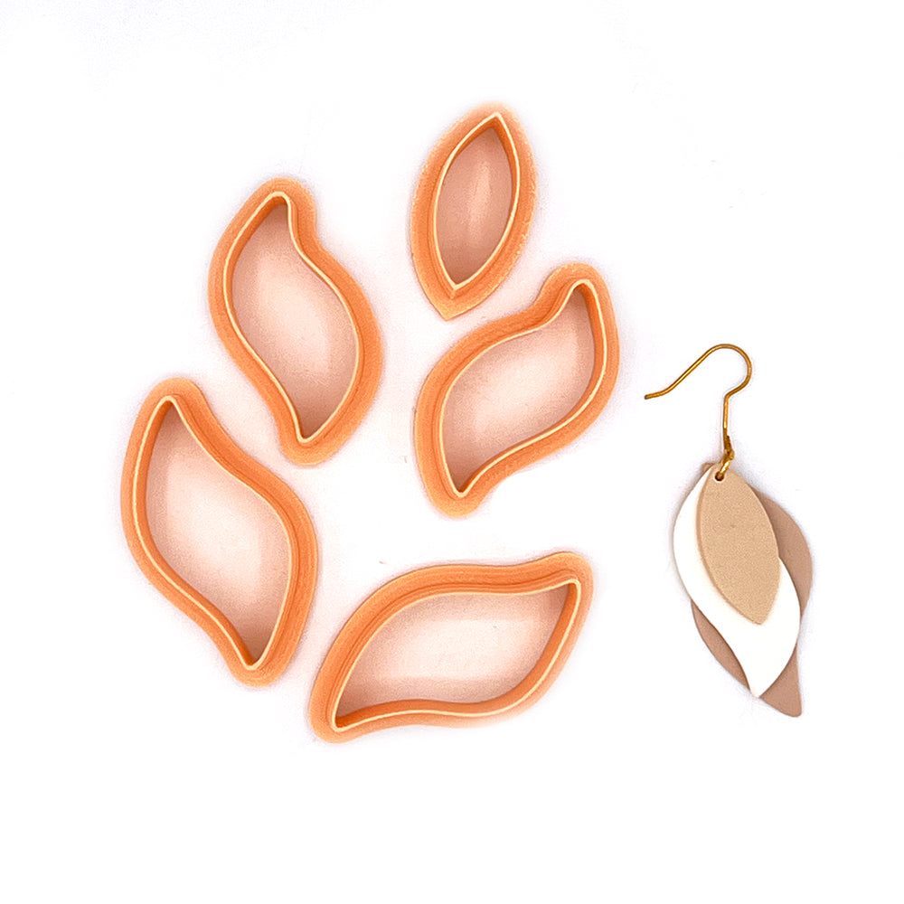 Three Leaf Retro Pendant (3 or 5 cutters) | Polymer Clay Cutter | Polymer clay cutter