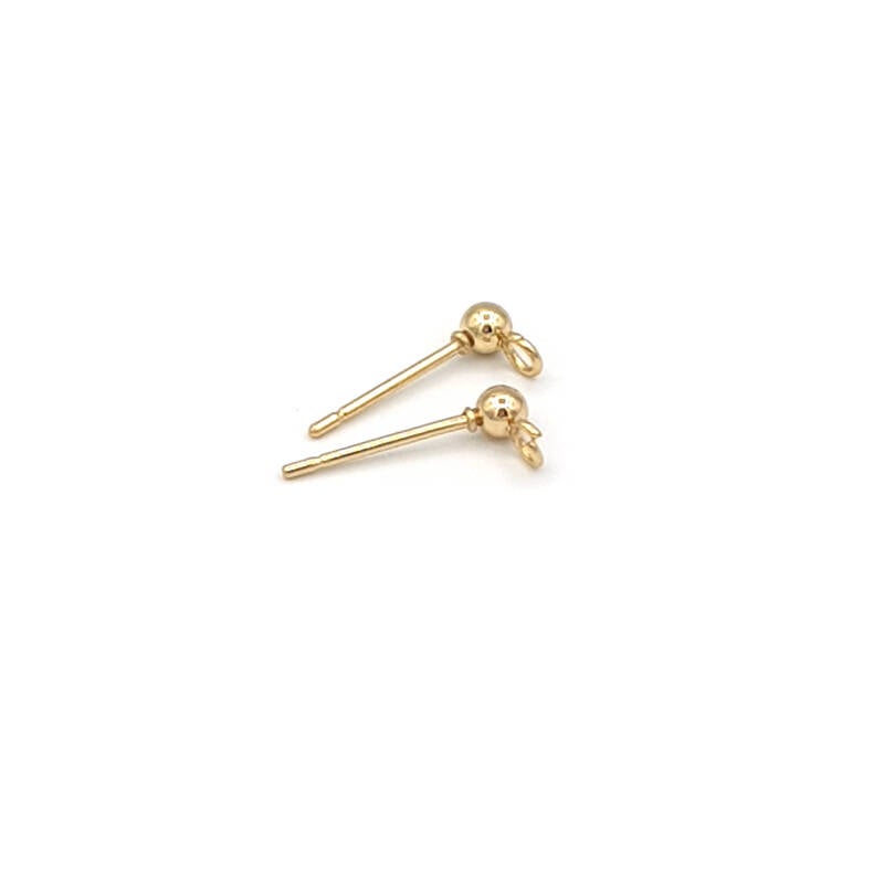 4 pieces Stainless Steel earring with approximately 2mm ball (gold)