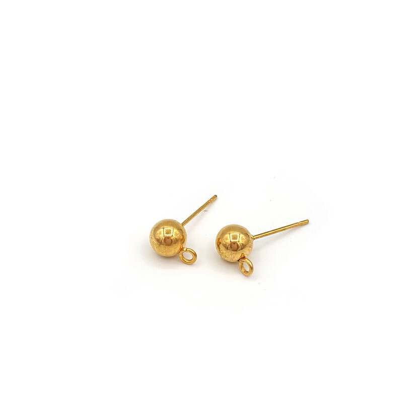 4 pieces Stainless Steel Earring with 5mm ball (gold)