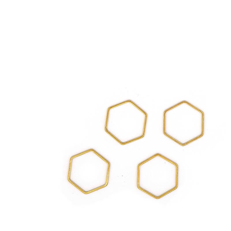 Stainless Steel Hexagon Connector Charm (gold) 4 pieces (13mm)