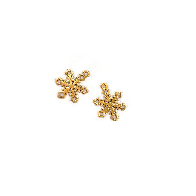 Snowflake Charm (2pcs) Brass